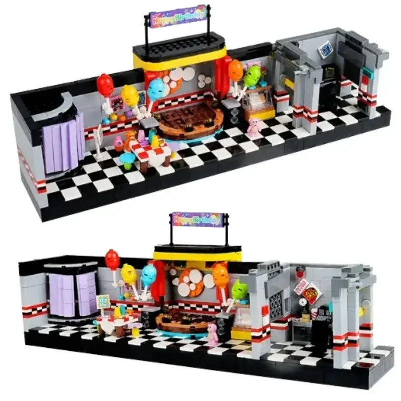 1388PCS Horror Game Set Brick City Dining Room Bar Scenes Action Figure DIY Building Blocks Kids Toys For Children Birthday Gift