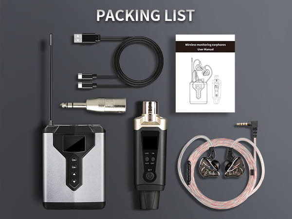 Ear monitoring wireless system Stereo UHF in T9 1/2/4 transmitter and receiver of live music stage performance studio