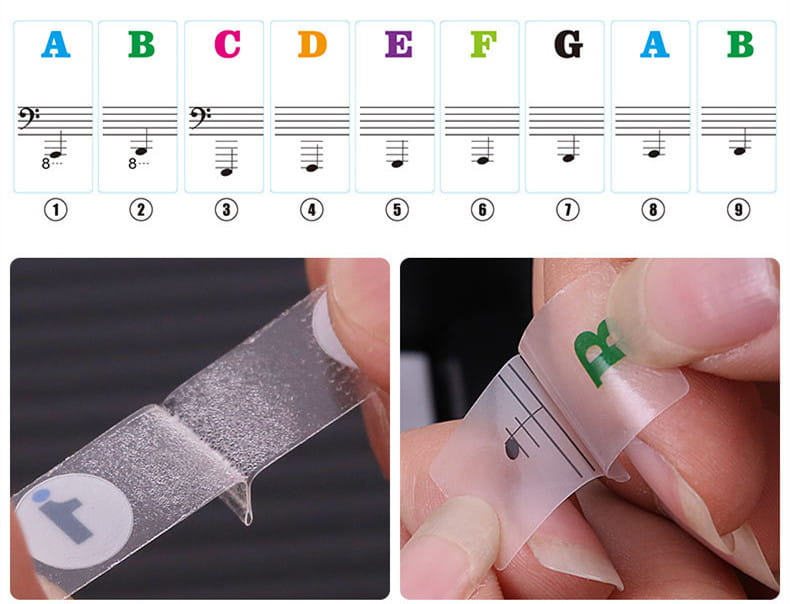 Transparent Piano Keyboard Stickers 49/54/61/88 Key Detachable Music Decal Notes Electronic Piano Piano Spectrum Sticker Symbol