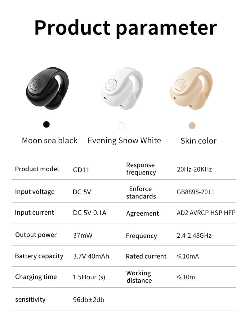 Bluetooth5.4 Single Wireless Earphone Ear-Clip Business Headphone HIFI Stereo TWS Music Headset Sports Earbuds For Xiaomi iphone