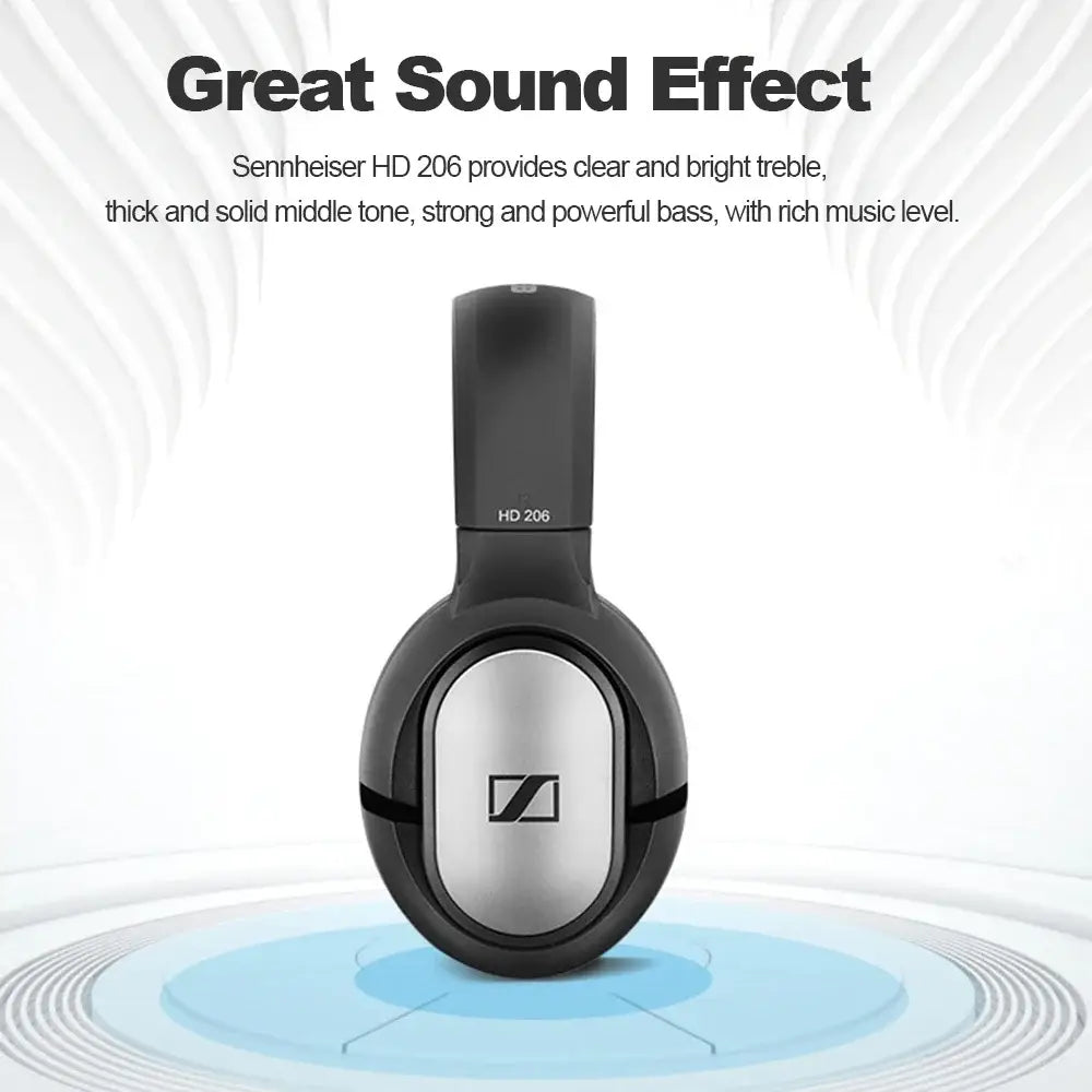 Sennheiser HD206 Over Ear Studio Headphones Professional Monitor DJ Headset HiFi Stereo Bass Wired 3.5mm Audio Earphone