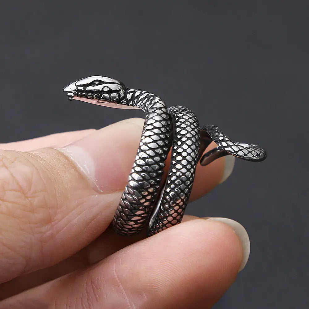 Punk Fashion Stainless Steel Snake Ring For Men Women Vintage Biker Hip Hop Couple Animal Ring Simple Jewelry Gifts Dropshipping