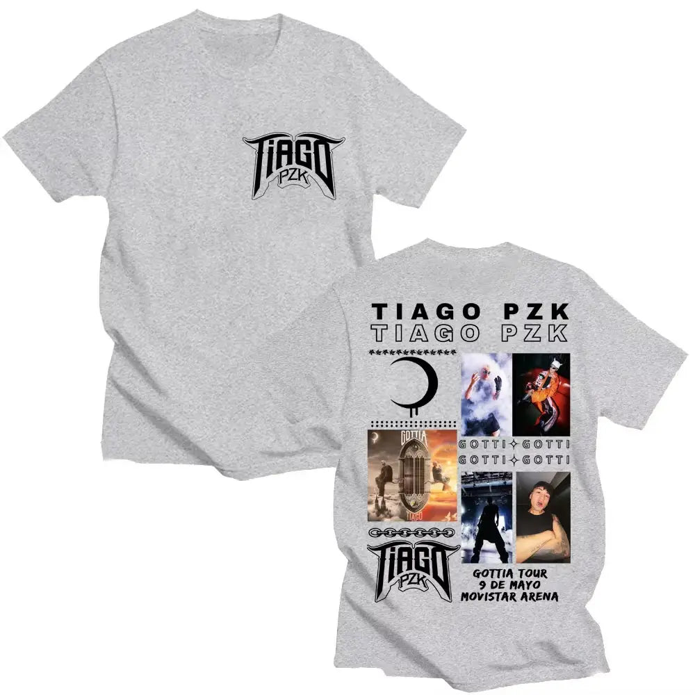 Rapper TIAGO PZK Tour 2026 Album T Shirt Men Women Trendy Vintage Hip Hop T-shirts Cotton Oversized Popular Tee Shirt Streetwear