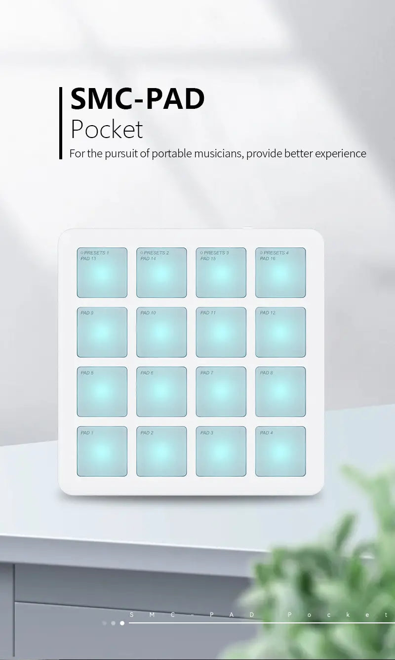 M-VAVE SK-16 SMC-PAD Pocket Pad Portable Wireless MIDI Controller 16 Pads Suitable Percussion Keyboard USB-C Interface