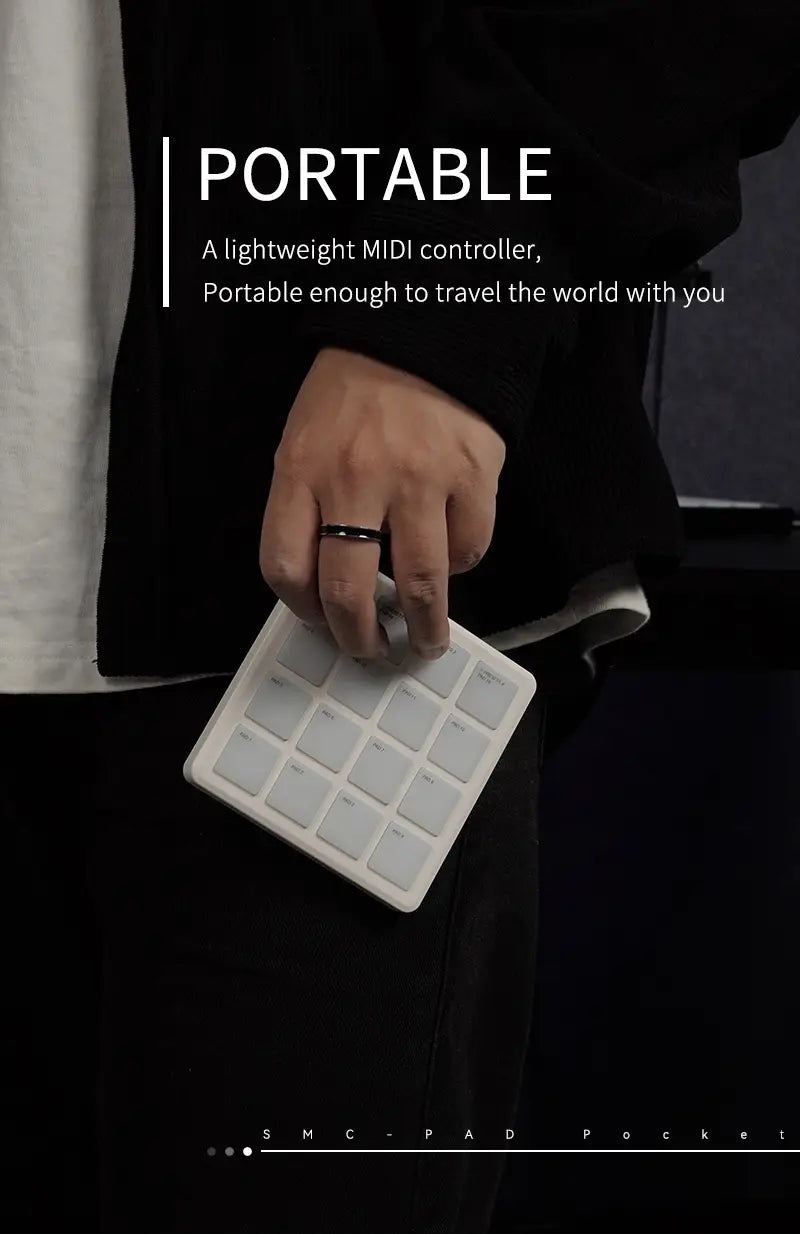 M-VAVE SMC PAD Pocket Pad Portable Wireless MIDI Controller 16 Pads Suitable Percussion Keyboard USB-C Interface Tools