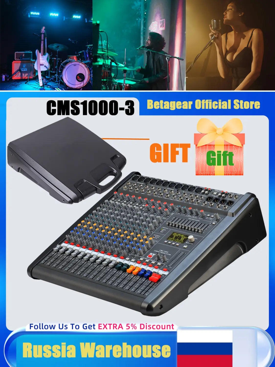 Betagear Audio Mixer CMS1000-3 Original Logo Consola Digital Dj Table Mixing Desk Professional Stage Aduio Equalizer Processor