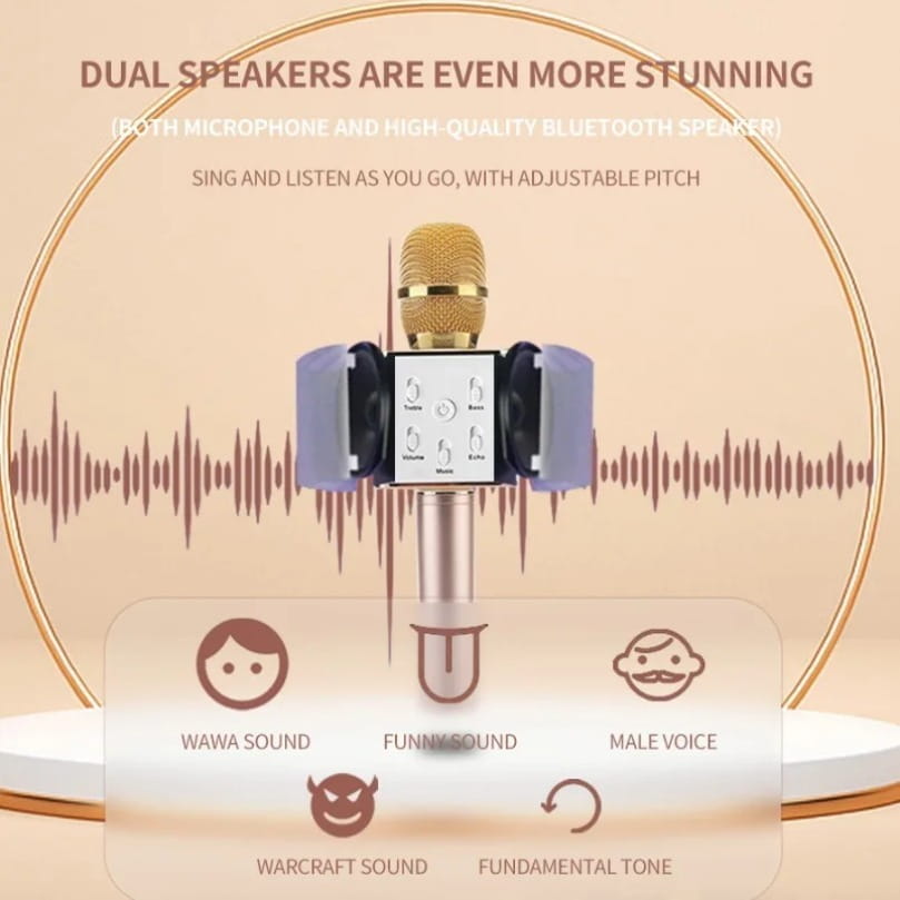 VIKEFON K20 Karaoke Microphone Bluetooth Wireless Mic with Magic Sound LED Light Portable Singing Machine for Home Party Gifts