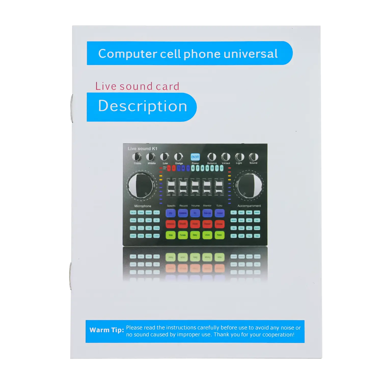 K1 Live Sound Card Portable Internet Celebrity Live Broadcast Special Sound Equipment Universal for Music Recording Karaoke Sing