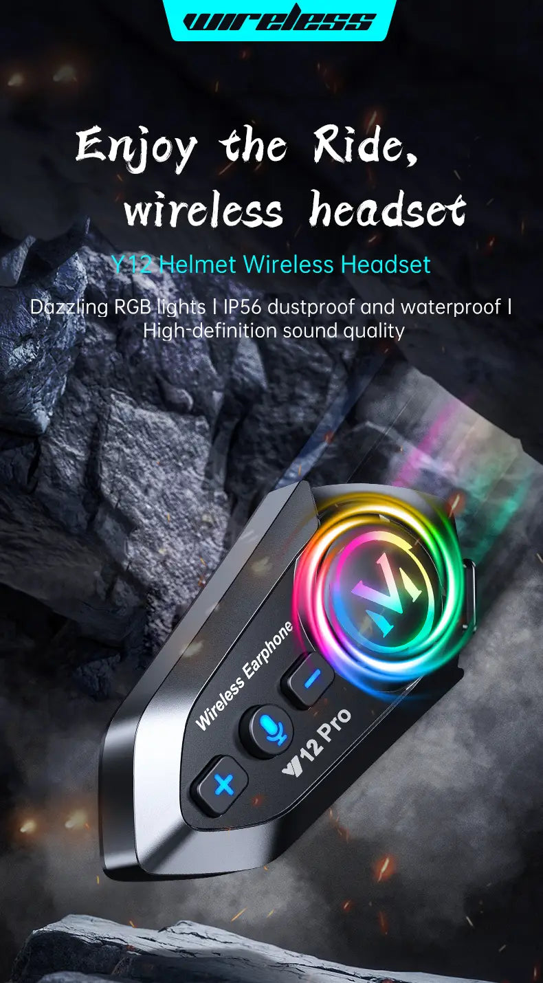 1/2x Music Interphone Dual Bluetooth 5.4 Motorcycle Helmet Intercom Headset Waterproof 500m Intercomunicador Speaker Earphone