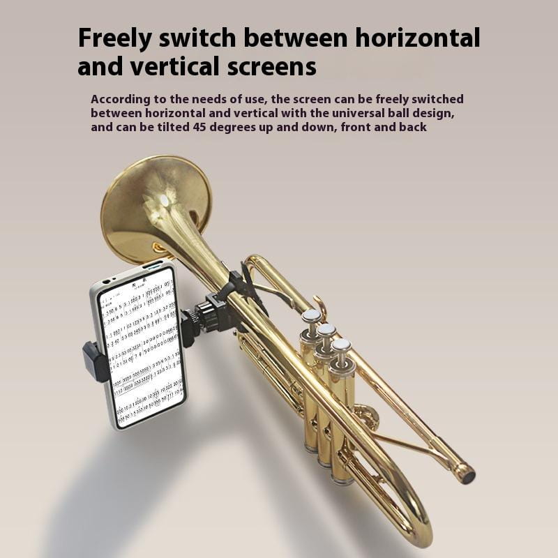 ♥Musical Instrument Phone Stand Trumpet Lyre Phone Holder Multifunctional Selfie Recording Rotating Fixed Instrument Strap Clip