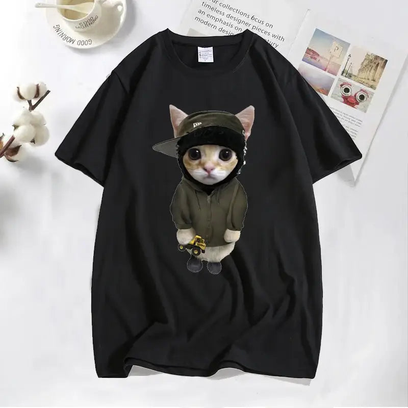 Yeat Kitty with Tonka T Shirts Men Funny Cute Cat Graphic Tee Printed T-shirt Cotton Tees Short Sleeve T-shirts Oversize