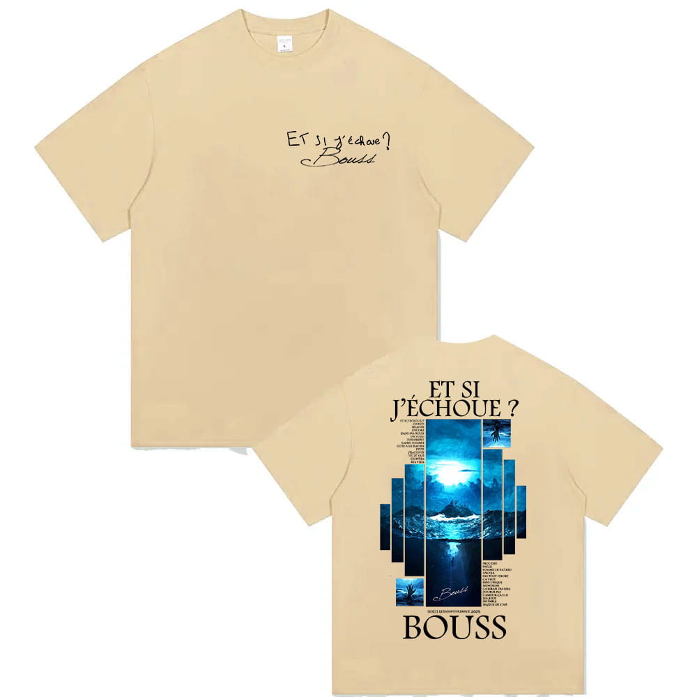 Rapper BOUSS ET SI J’ECHOUE ? Tour 2025 Graphic T Shirt Men’s Retro Hip Hop Short Sleeve T-shirts Pure Cotton Tshirt Streetwear