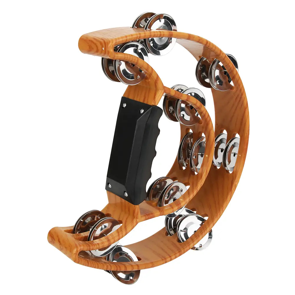 Double Row Handbell Tambourine Metal Jingles with Ergonomic Grip Percussion Instrument Double Row Jingles Handbell Tambourine