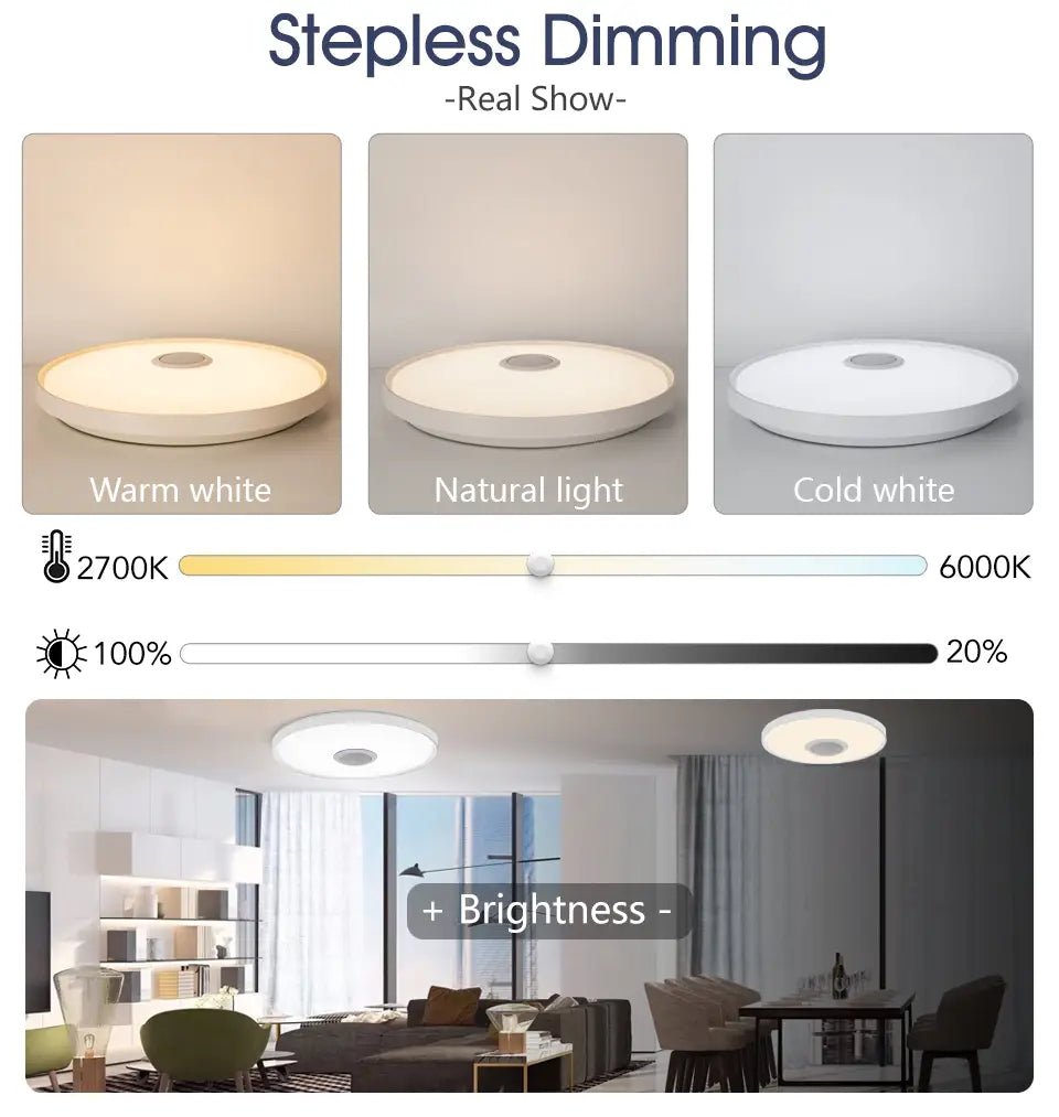 LED Smart Ceiling Lamps RGB APP Remote Control Dimming Modern Home Lighting Music Light with Speaker For Living Room Bedroom