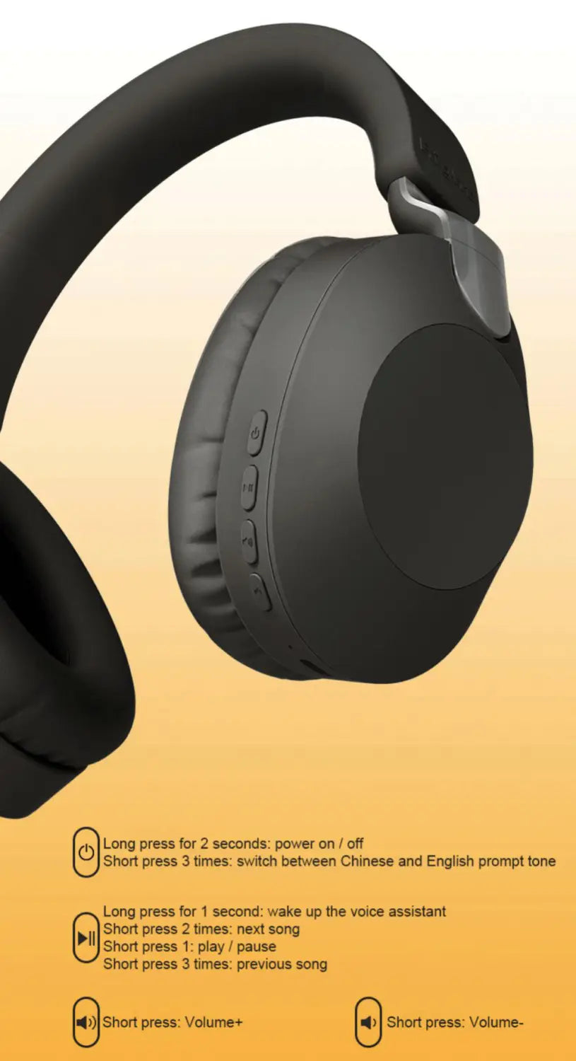 Wireless Bluetooth-Compatible Headset Eearphone with Mic Hands-free HIFI Stereo BT5.1 Over-Ear Headphone for Call and Music