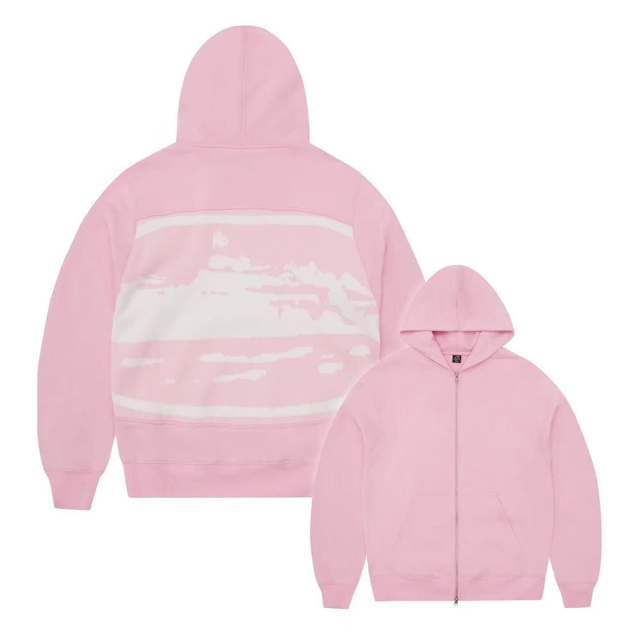 American Hip Hop Street Dance Open Cardigan Zipper Devil Island Front And Ba Print Jaet Loose Fit Mixed Fabric Sweatirt