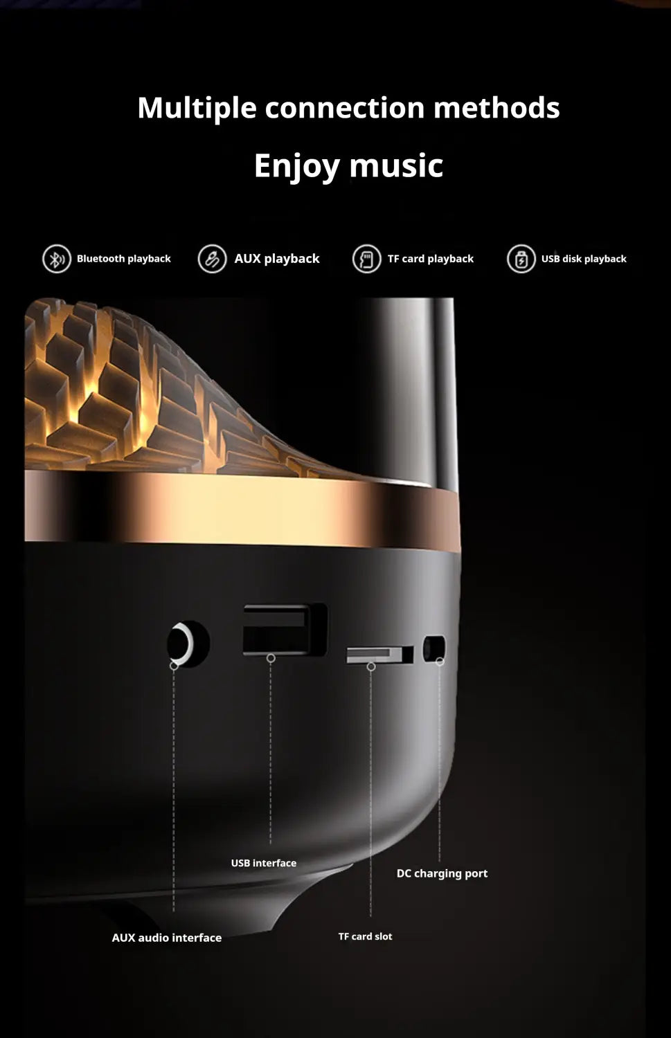 High Power Bass Sound Box 9D Surround Sound Column Aura Studio 4 Pro Full Screen Transparent Bluetooth Speaker TWS/TF