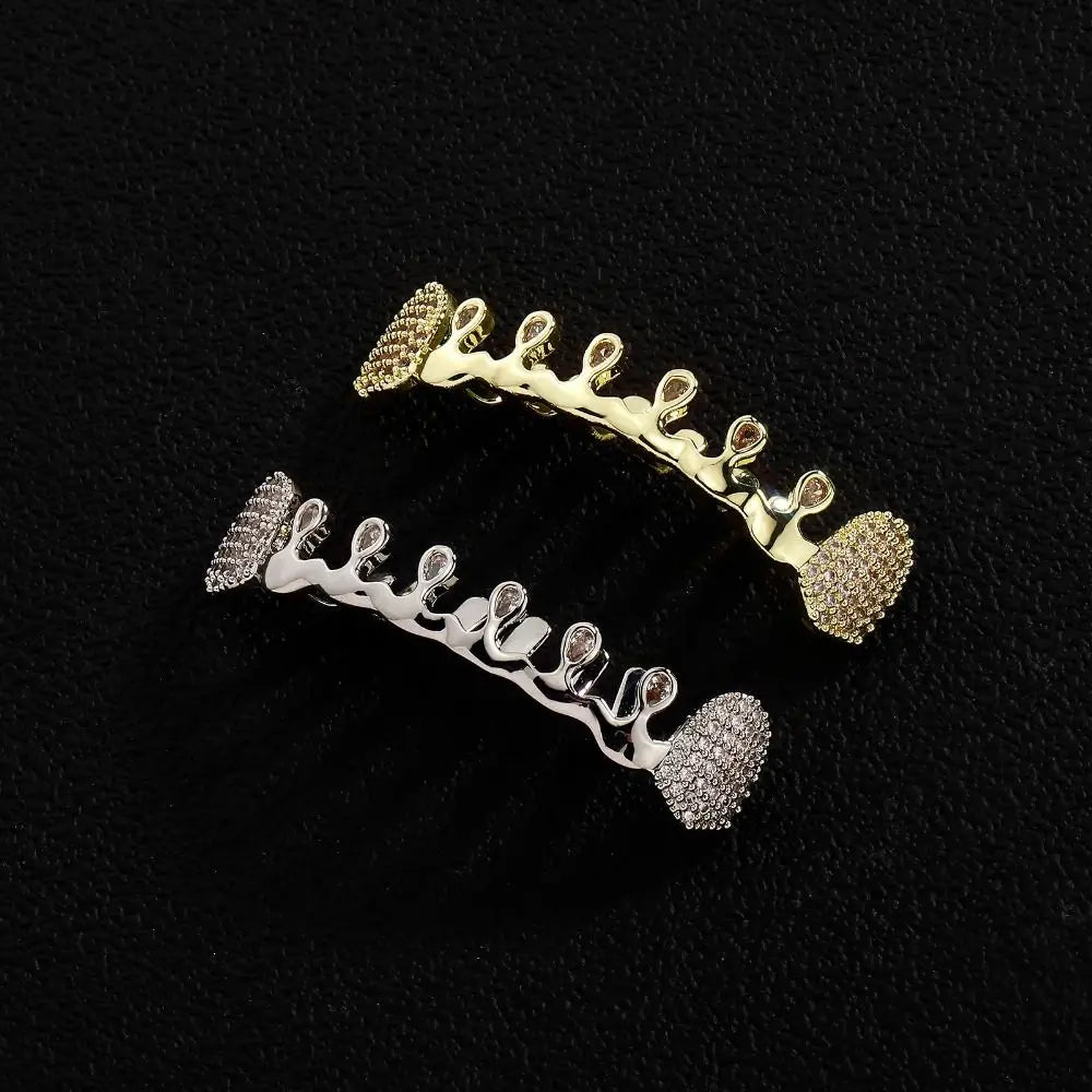 Trendy Removable Hiphop Teeth Grillz Punk Bling Rhinestone Tooth Caps Funny Unisex Dental Grills Rapper