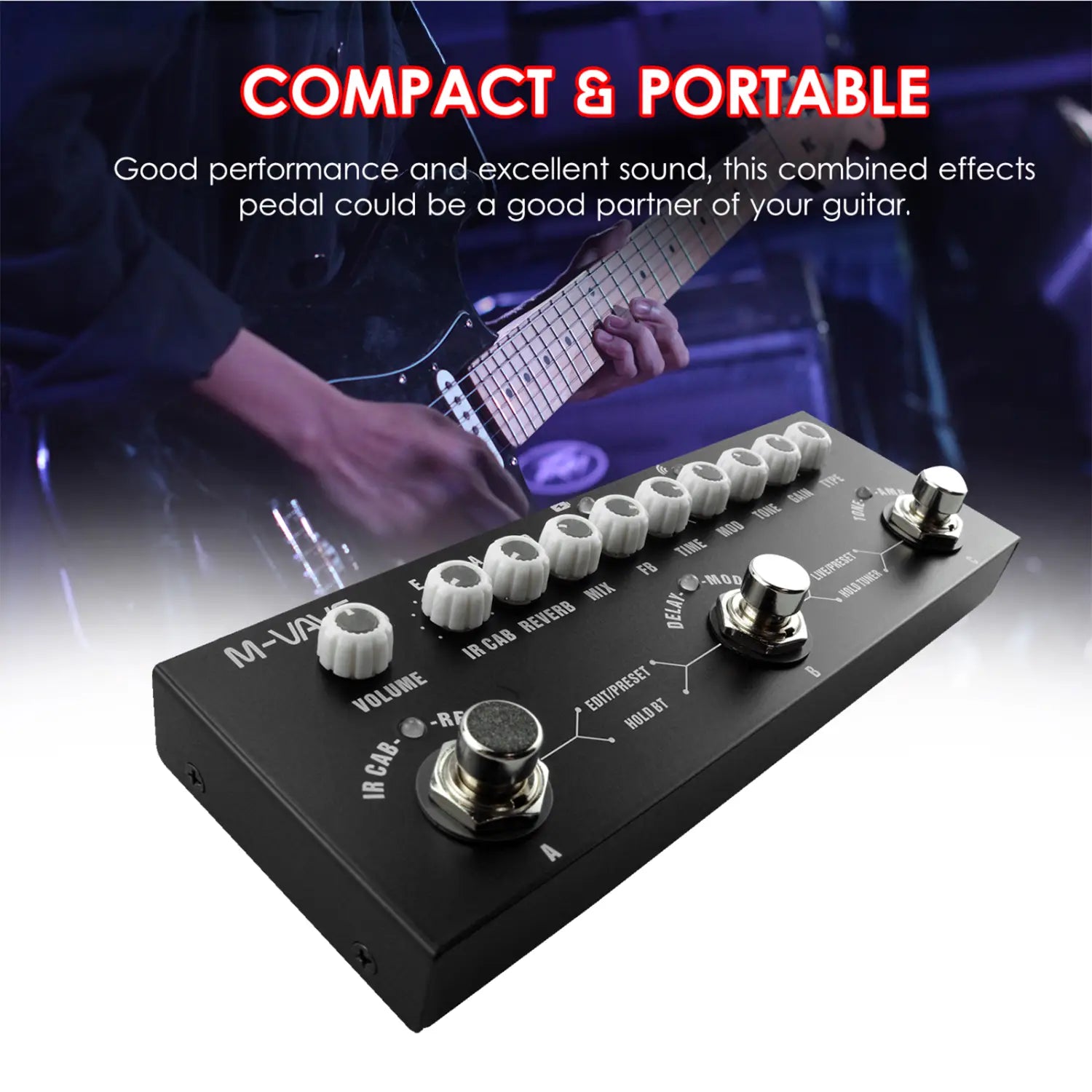 M-VAVE CUBE BABY Multi-Effects Pedal Electric Guitar Combined Effect Pedal with Wireless Music Playback Phone Recording Audio
