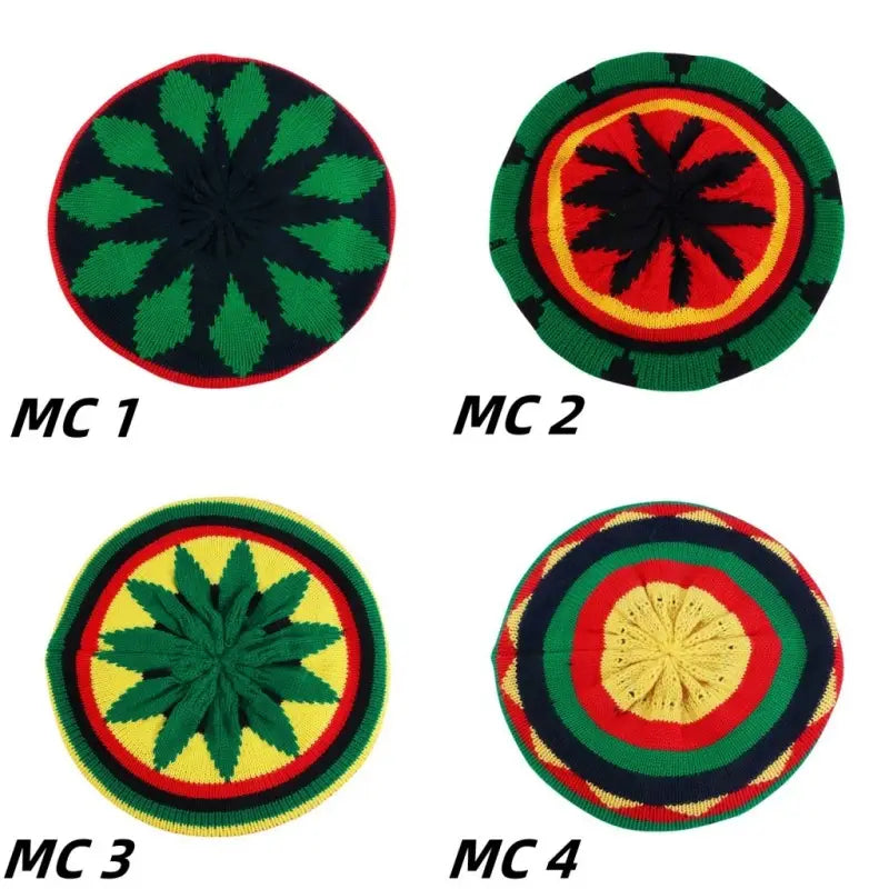 Jamaican Multi-colour Printed Knitted Hat Bob Rasta Beanie Hats Hip Hop Cap Men Women Caribbean Fancy Dress Reggae Beret Cap