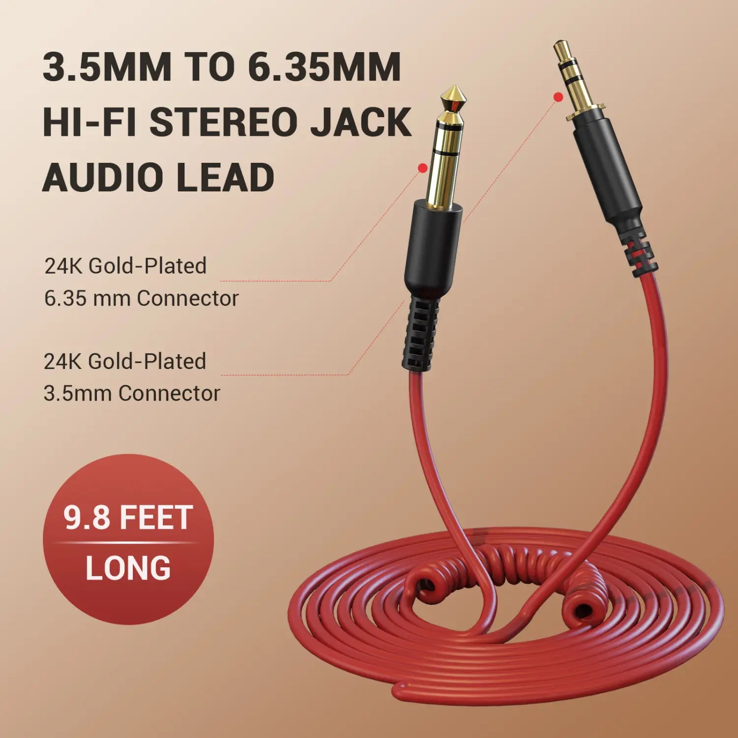 Oneodio Audio Cables 6.3mm to 3.5mm Aux Audio Cable for Studio DJ Headphone Headset for Guitar Music Player Mixer Phone Speaker