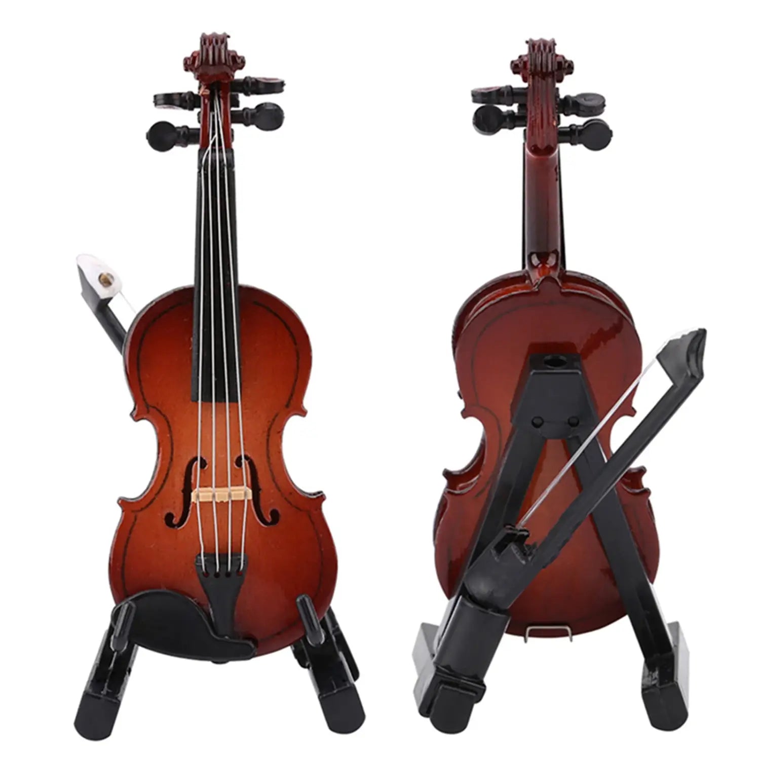 Miniature Violin Model with Stand Case Dollhouse Accessories Mini Musical Instrument Decor Gift
