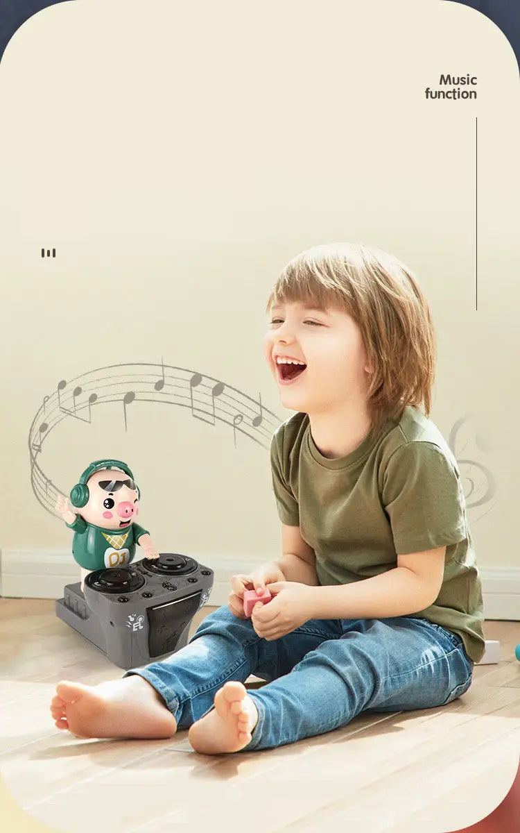 Children’s Dancing Rock DJ Pig Electric Toys Cartoon Piggy Dolls Disc Swing With Lights Music Toys for Boy Girl Christmas Gifts