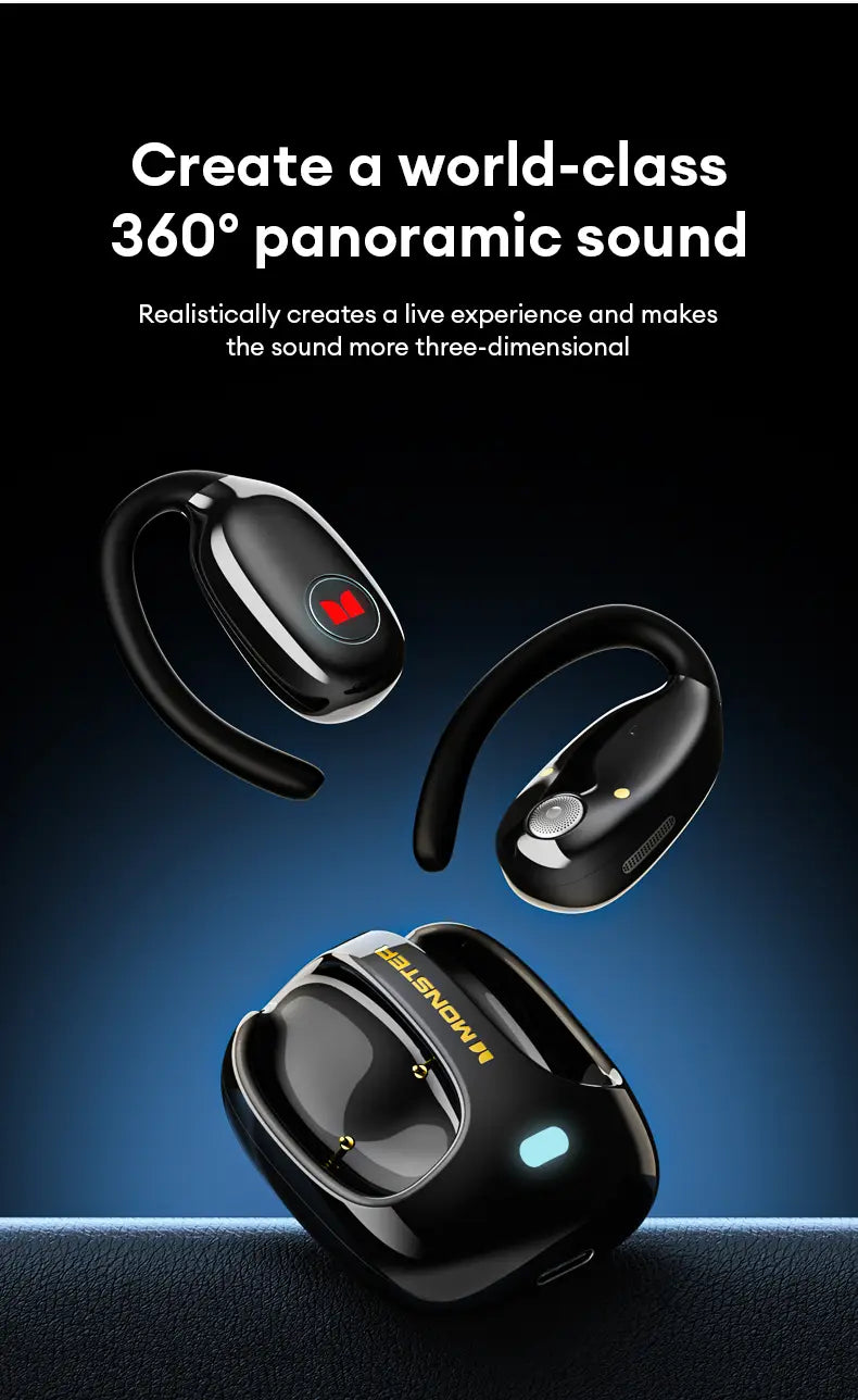 Choice Monster MQO22 New OWS Bluetooth 5.4 Headphones HIFI Sound Quality Stereo Music Gaming Headset Waterproof Sports Earbuds