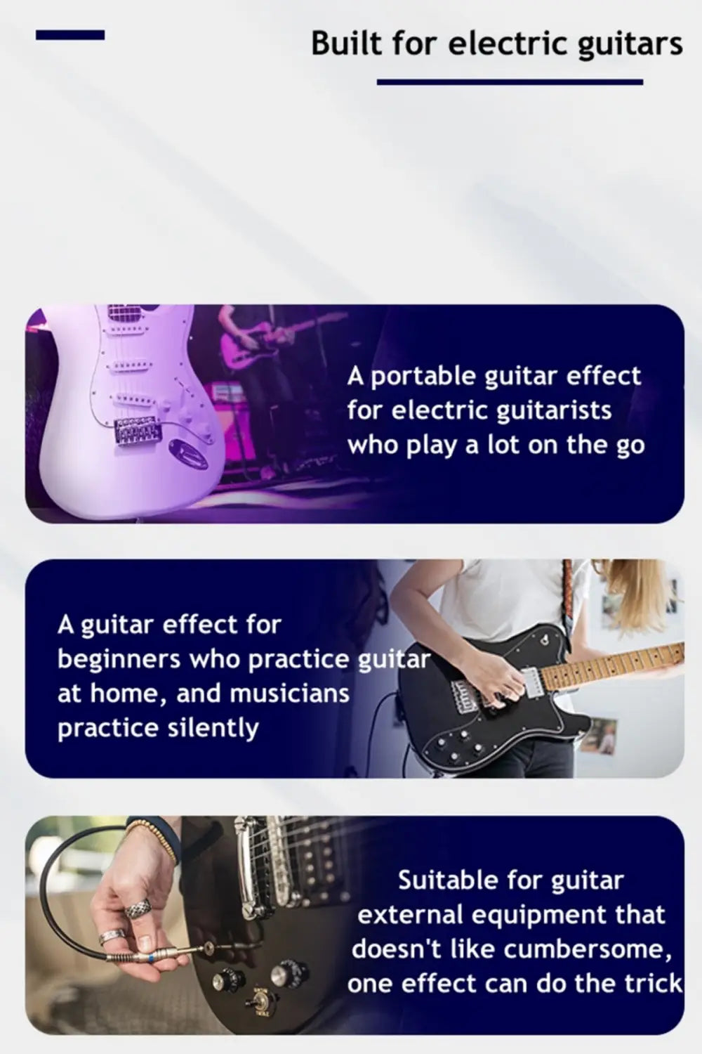 M-VAVE H8 Guitar Headphone Amplifier Portable Rechargeable Mini Headphone Amp Built-in Delay Reverb Effect for Electric Bass