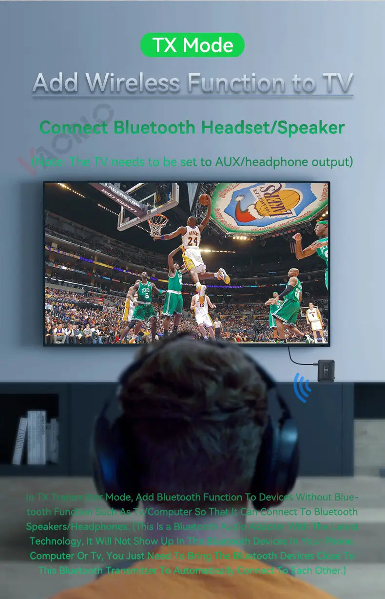 Bluetooth 5.4 Audio Receiver Transmitter USB U-Disk TF Card Play 3.5MM AUX Stereo Music Wireless Adapter With Mic For Car TV PC