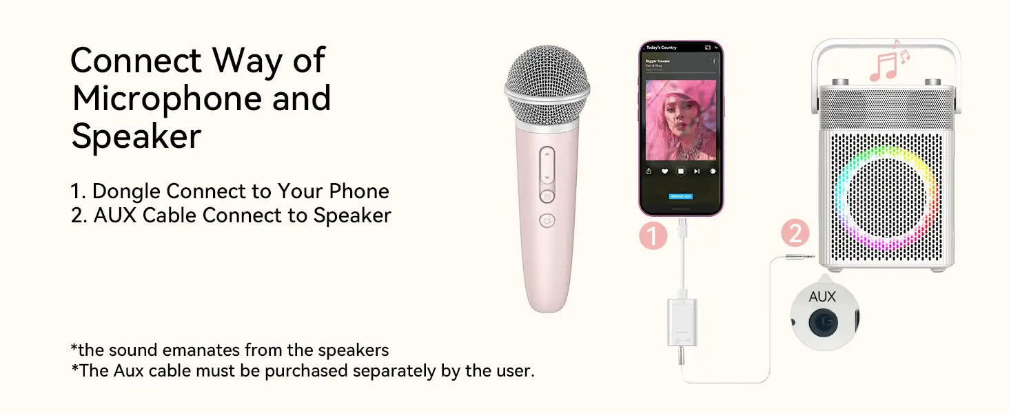 Sing & Record microphone with Earphone Feedback karaoke Mic Works with Spotify Smule YouTube,Apple Music TJ karaoke,Stingray