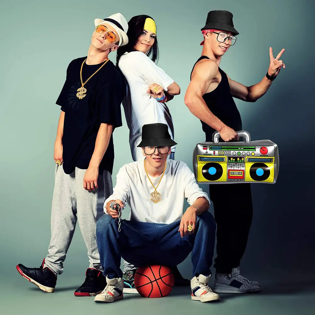 80s 90s Costume Outfit Set Big Gold Chain 80s/90s Rapper Accessories Glasses Bracelet Hip Hop Fancy Dress Costumes for Men Women