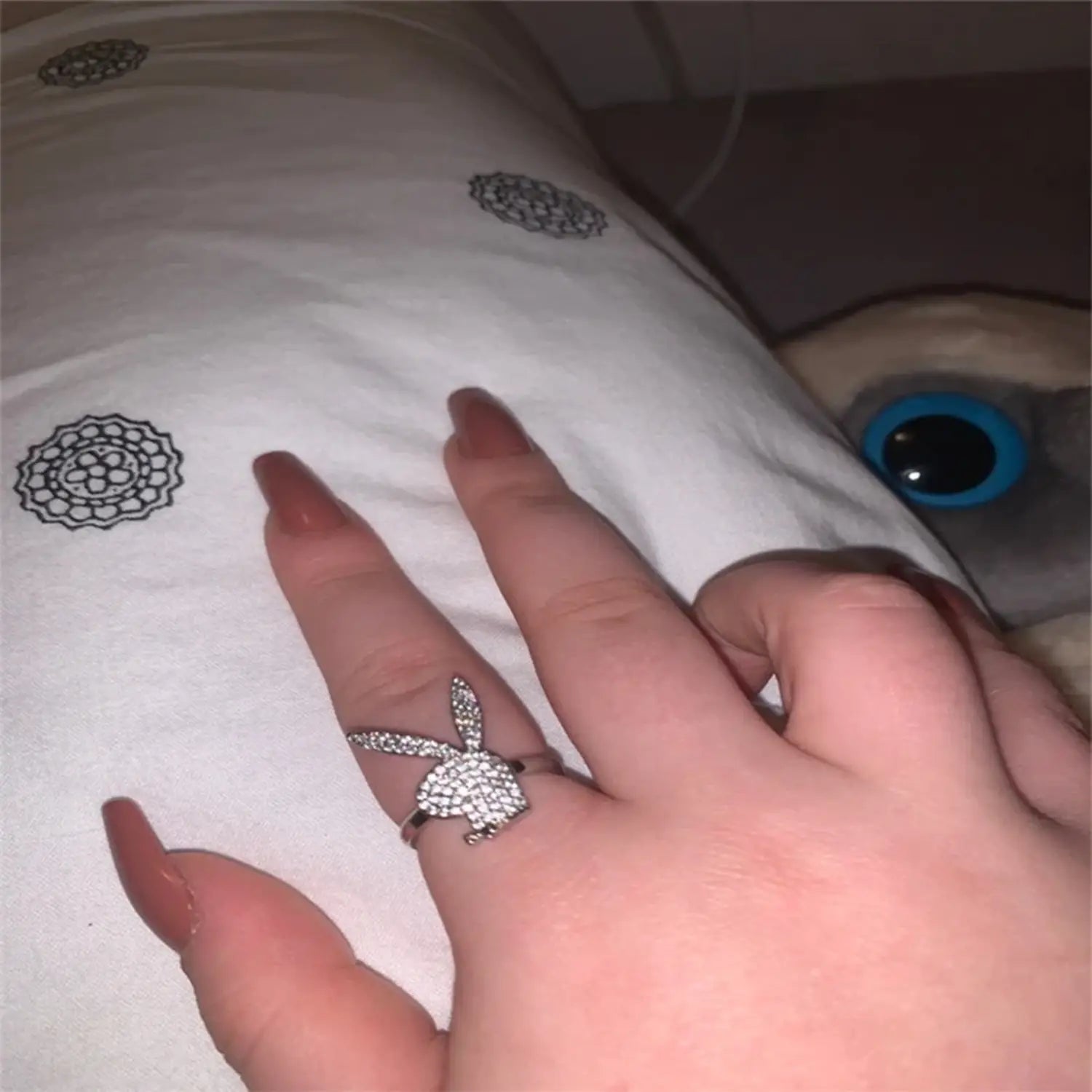 Elegant Shiny Hip Hop Rock Style Bunny Adjustable Open Ring Unique Jewelry Perfect Gift for Men Women