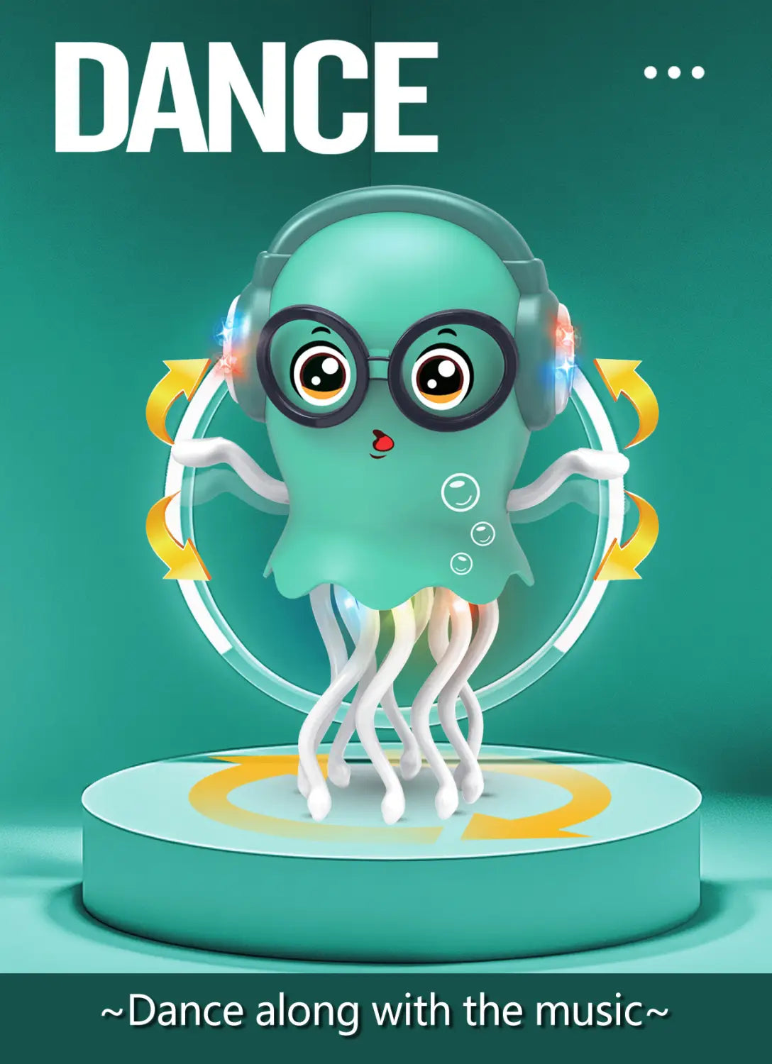 Dancing Jellyfish Toys for Kid Automatic Obstacle Avoidance Crawling Walking Electric Jellyfish with Light Music Christmas Gifts