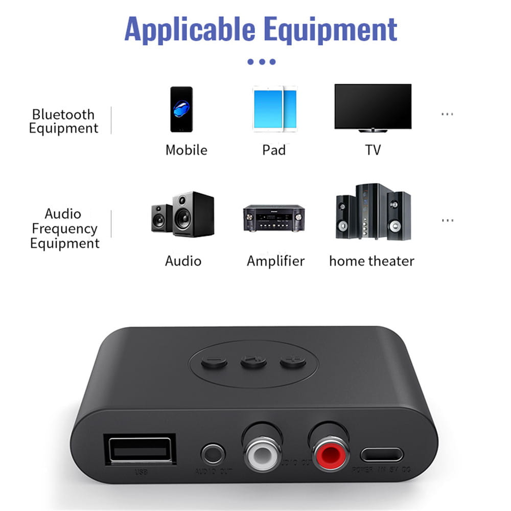 Bluetooth 5.6 Audio Receiver 3.5mm AUX RCA USB U-Disk Stereo Music Wireless Audio Adapter For PC TV Car Kit Speaker Amplifier