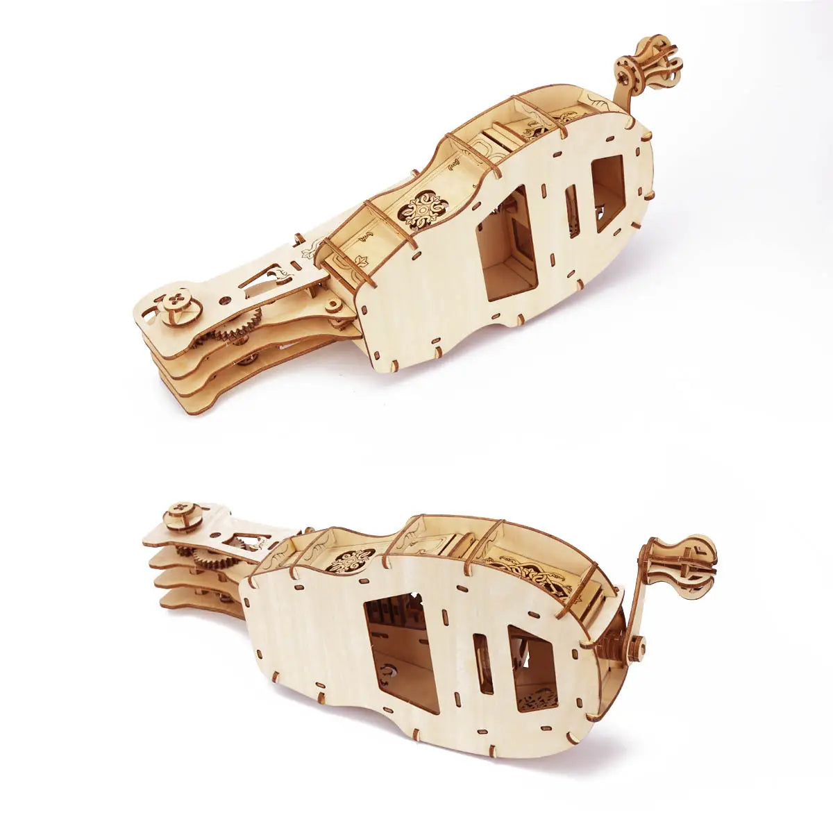 Wooden Mechanical Transmission Model Assembly Toy Handcrafted DIY Hand-Cranked Organ Musical Instrument Gift