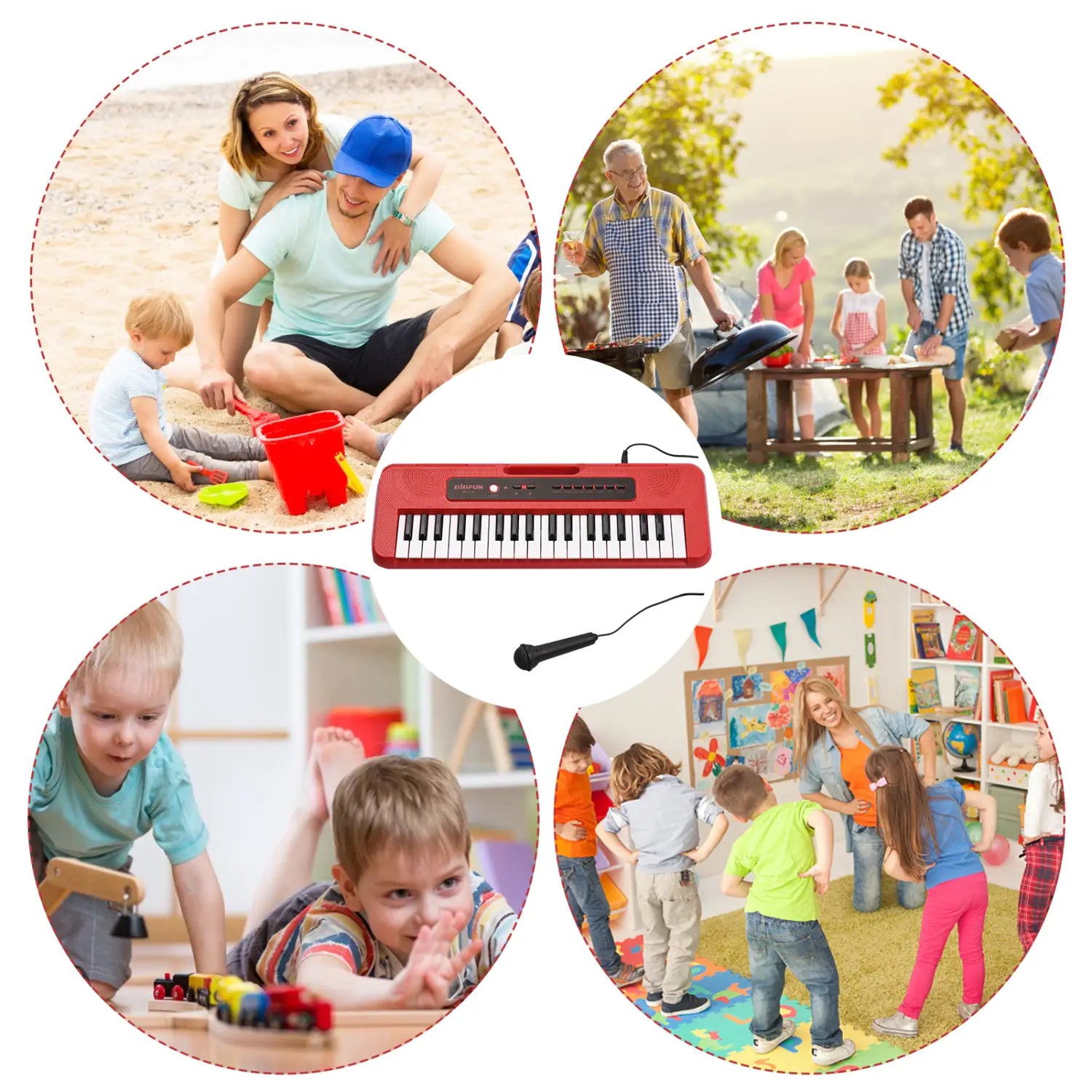 BIGFUN 37 Key Children Electronic Piano with Mini Microphone Preset 10 Demos Supports Recording Headphone/ Aux in Jack Keyboard