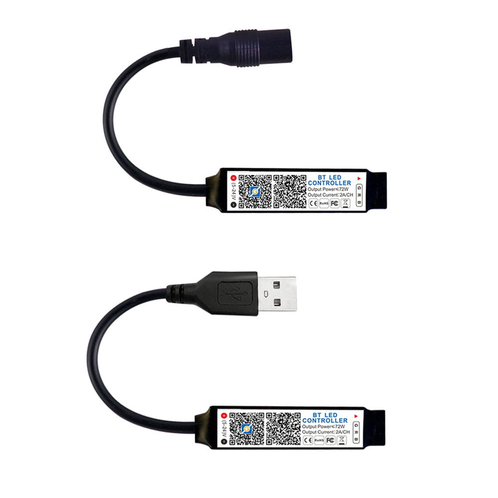 Mini RGB Bluetooth-compatible Controller Music LED Light Strip Controller for RGB Tape Lights Smart APP Control DC 5V 12V 24V