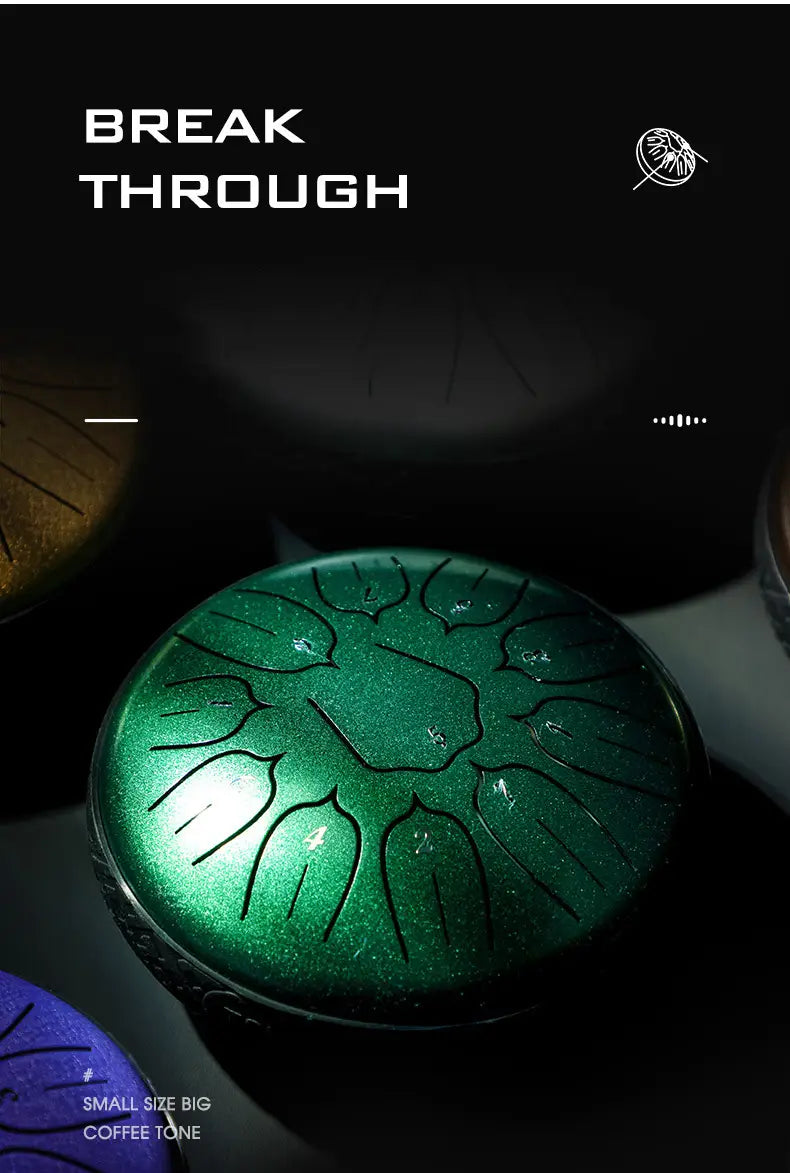 HLURU Glucophone Steel Tongue Drum 6 Inch 11 Notes D Tone Ethereal Drum Music Drum Yoga Meditation Percussion instrument