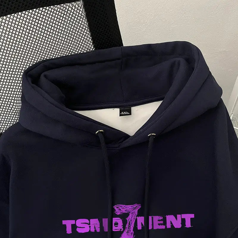 Autumn Hip Hop Fashion Printed Pullover Hoodies Men’s Letter 7 Fleece Oversized Sweatshirts Y2K Streetwear Hoody Clothes