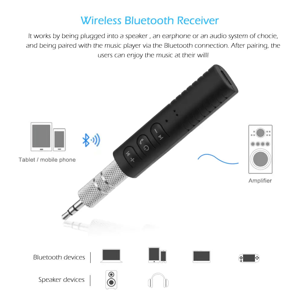 2 In 1 Car Wireless Bluetooth Receiver 3.5mm Jack AUX Audio Car Wireless Audio Receiver Cell Phone 5.0 Speaker Adapter Handsfree