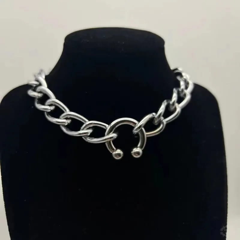 Hip Hop Cool C Shape Necklaces Night Club Hyperbole Sexy Thick Chain Short Choker for Women Unisex Party Fashion jewelry accesso