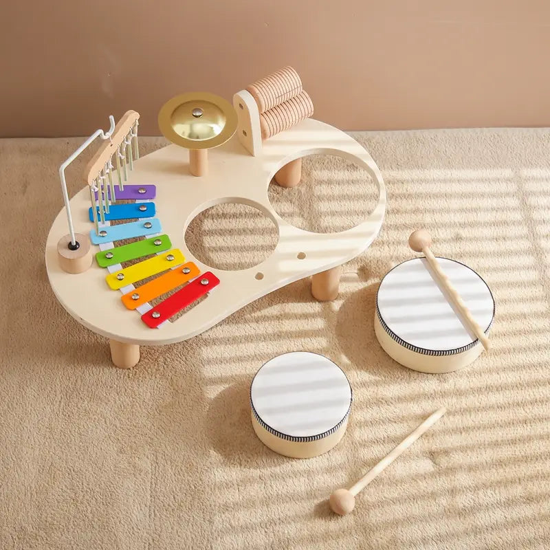 Baby Wooden Baby Percussion Music Toy Cartoon Bear Musical Early Education Toy Newborn Educational Instrument Baby Birthday Gift