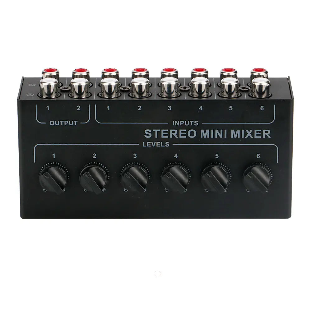 4 6 Channels Stereo Passive Mixer Audio Mixer Portable Sound Mixer RCA Input Ultra Low Noise for Live Studio CD Players