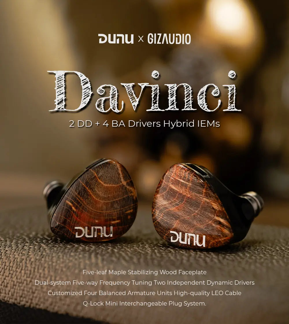 HiFiGo DUNU x Gizaudio DaVinci 2DD + 4BA Hybrid In-ear Monitor Earphones with 3.5mm + 4.4mm Swappable Termination Plugs Cable