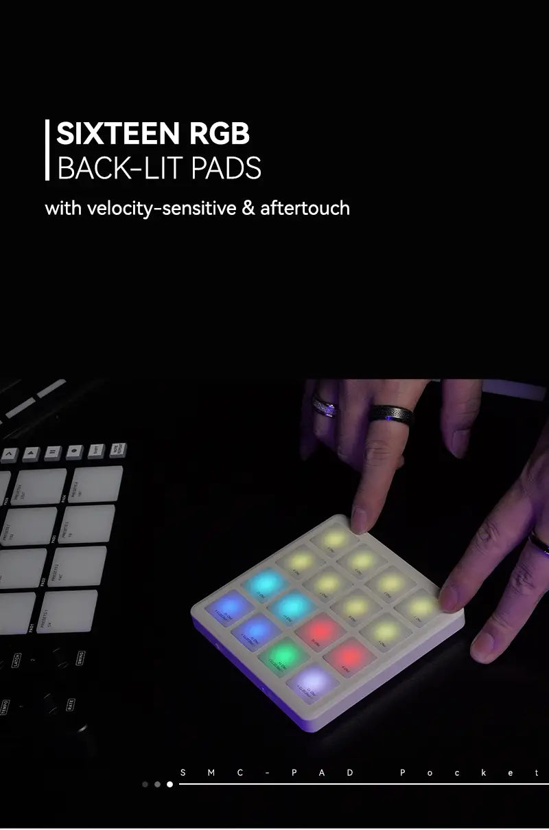 M-VAVE SMC PAD Pocket Pad Portable Wireless MIDI Controller 16 Pads Suitable Percussion Keyboard USB-C Interface Tools