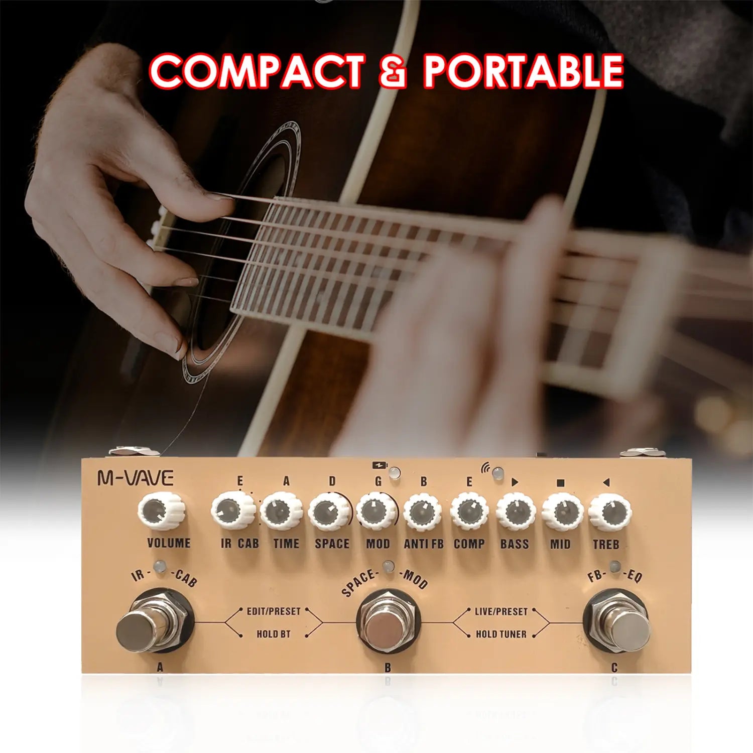M-VAVE CUBE BABY Multi-Effects Pedal Electric Guitar Combined Effect Pedal with Wireless Music Playback Phone Recording Audio