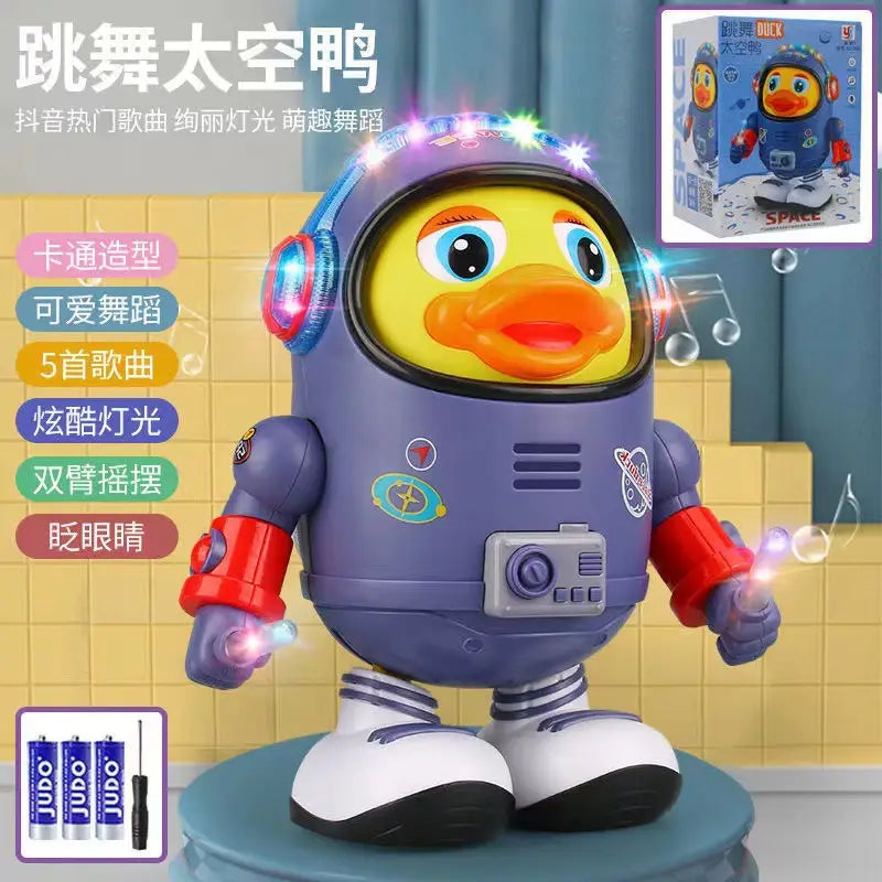 Cartoon Space Duck Dancing Astronaut Electric Dancing Colorful Flashing And Sound Musical Interactive Educational Toys Kids Gift