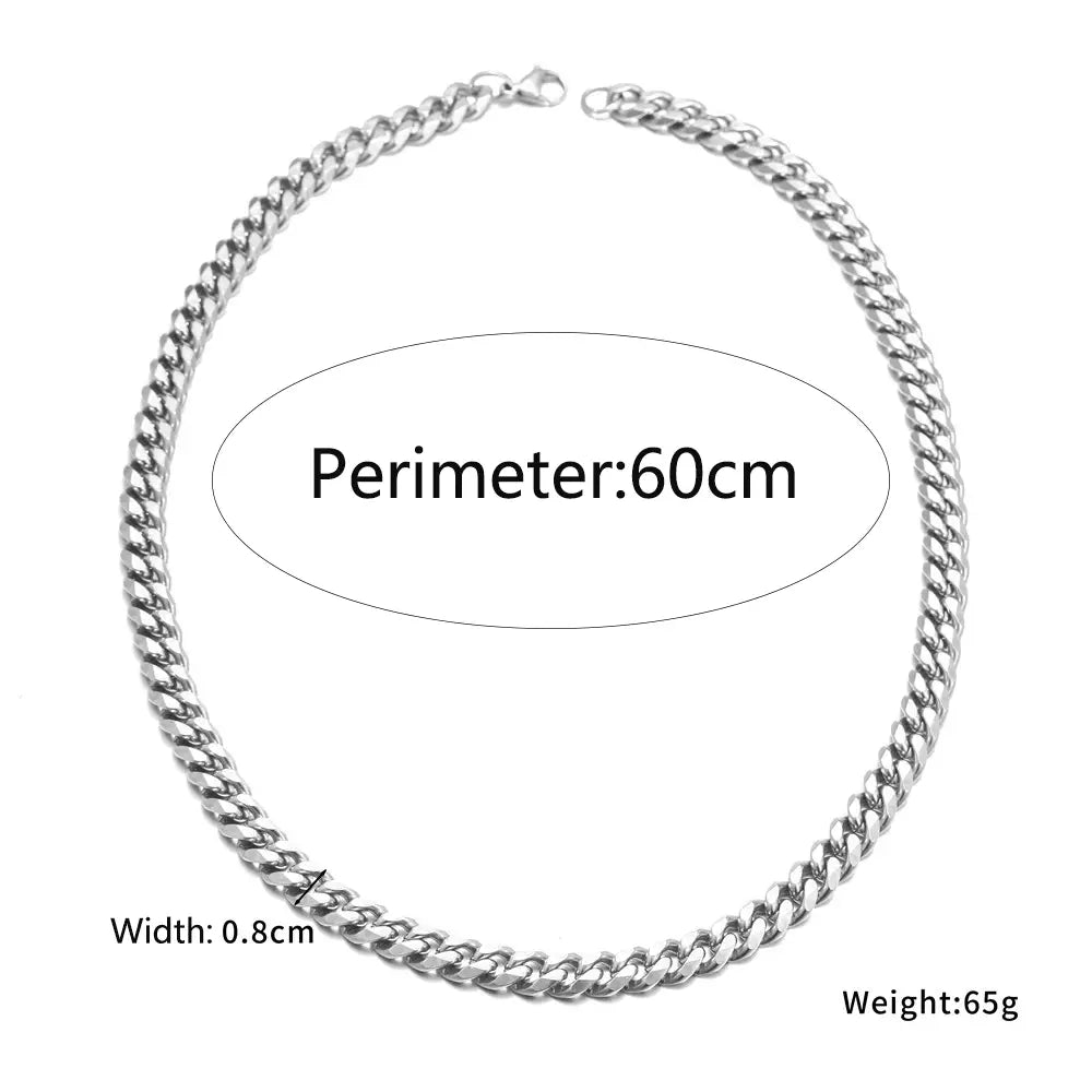 1 PCs Hip Hop Stainless Steel Men And Women With The Same Trend Overbearing Cuban Chain Party Chain Necklace