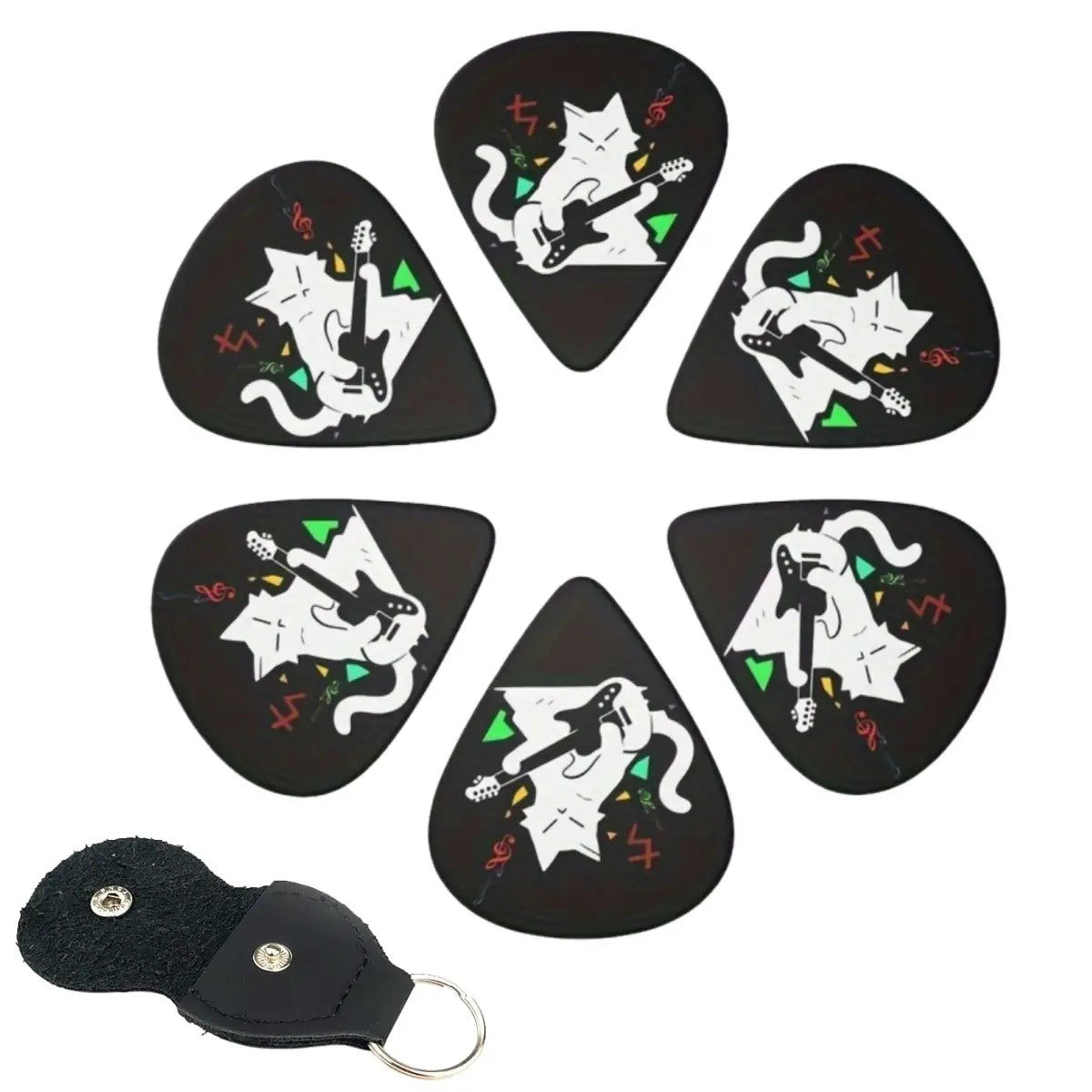 Miwayer 6 Pcs Original Sound Guitar Picks Double-Sided Printed,W/Keychain Holster /Unique Gift for Bass Electric & Music Lovers